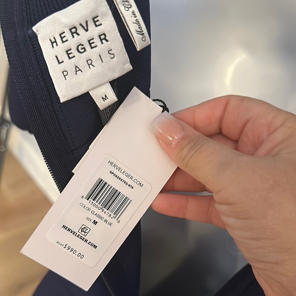 Herve Léger Elegant Navy Blue Dress - Picture 4 of 4